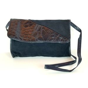 Vanessa dinner purse black suede leather handbag